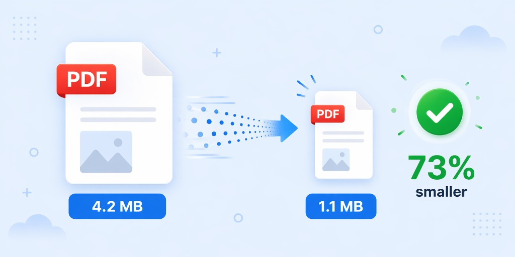 PDF compression example showing reduced file size